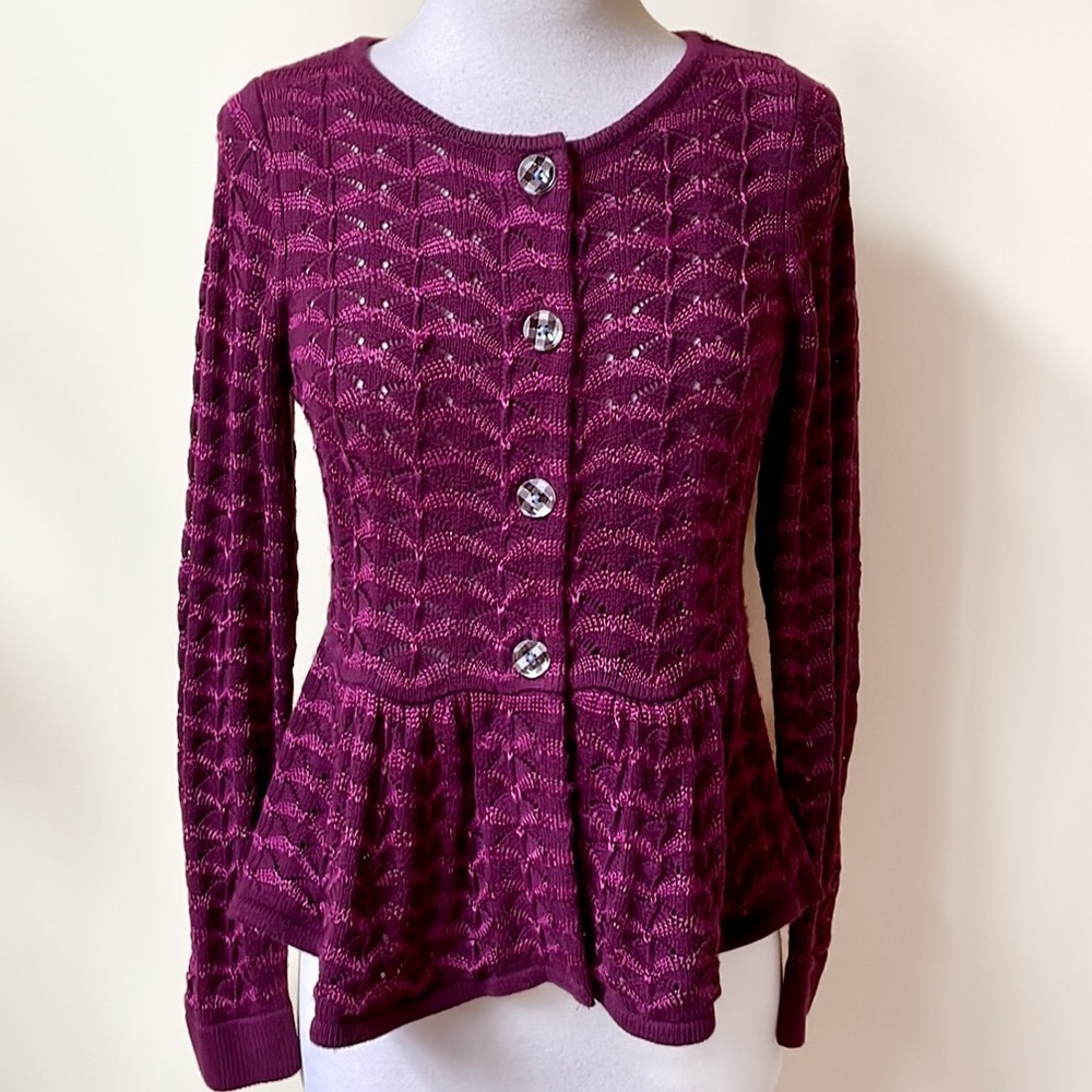 Matilda Jane Paint by Numbers Peplum Knit Button Cardigan